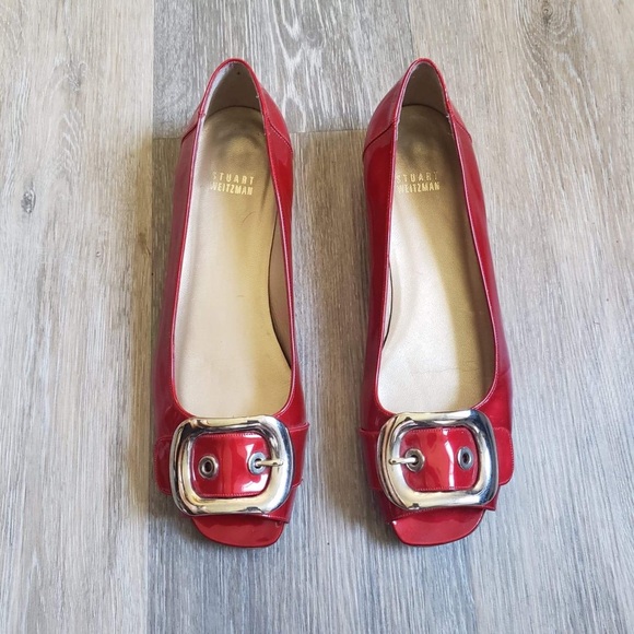 Stuart Weitzman Shoes - Stuart weitzman open peep toe 🍒 red  patent shoe